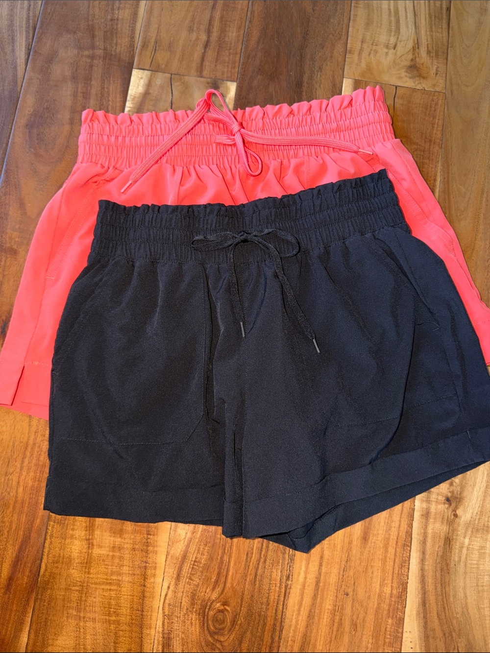 NOBO Women's Black and Coral Pull-On Athletic Shorts